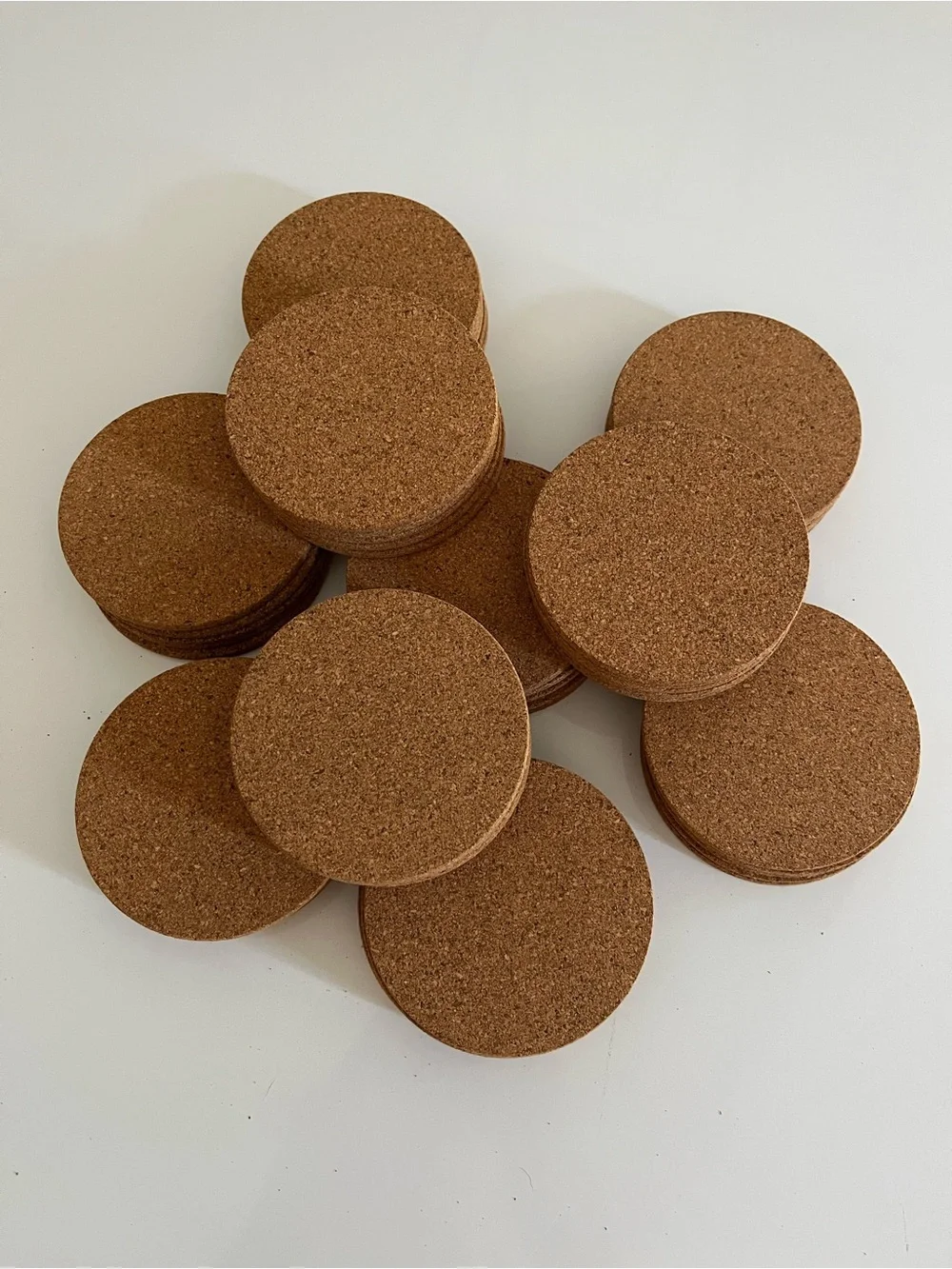 Round Cork Coasters Set of 100 - Natural Brown